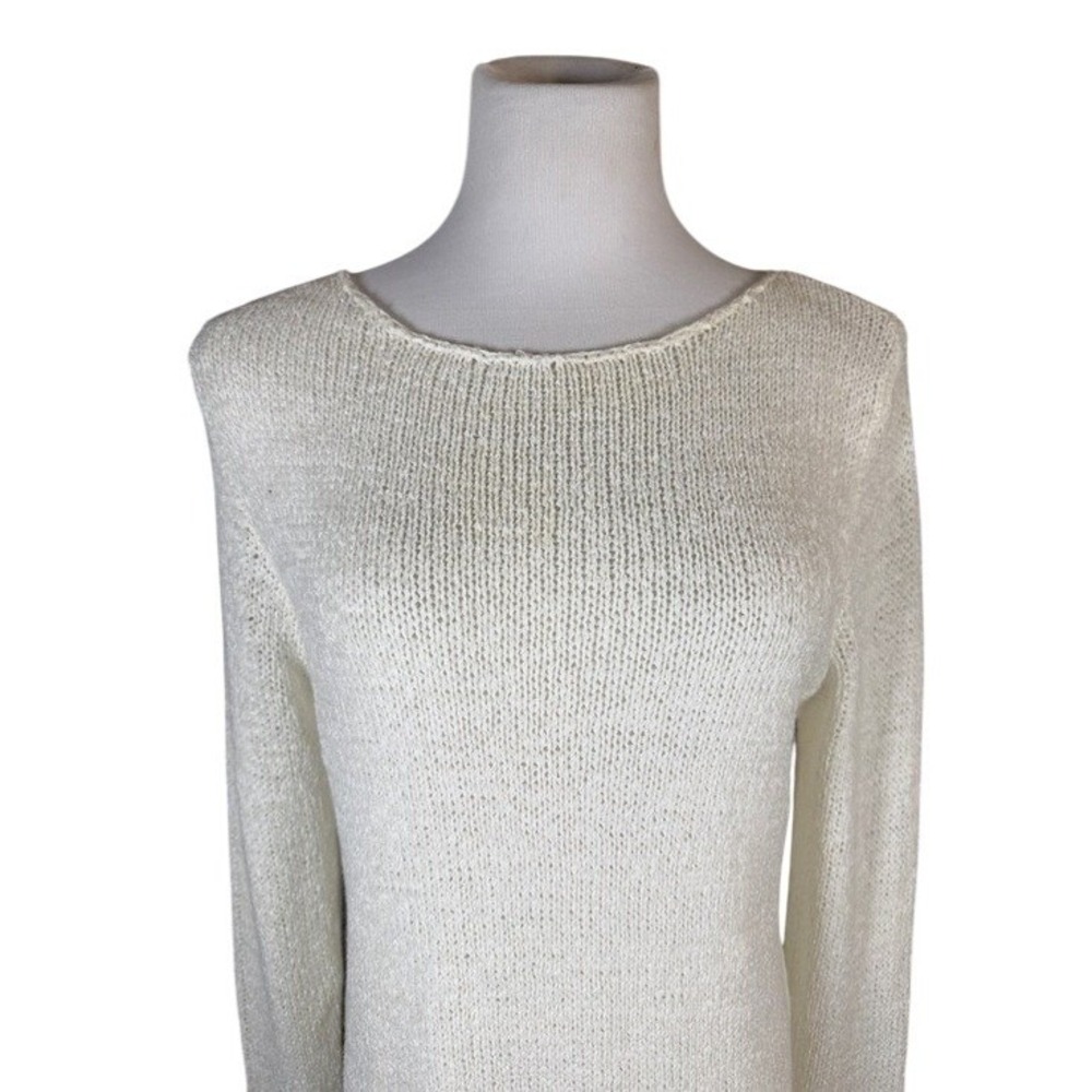 Chadwicks Womens‎ Ivory Long Sleeve Boat Neck Sweater Pointelle Trim Size M